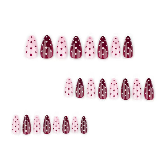 Sweet & Cool Girly Red Polka Dot Short Almond Press-On Nails