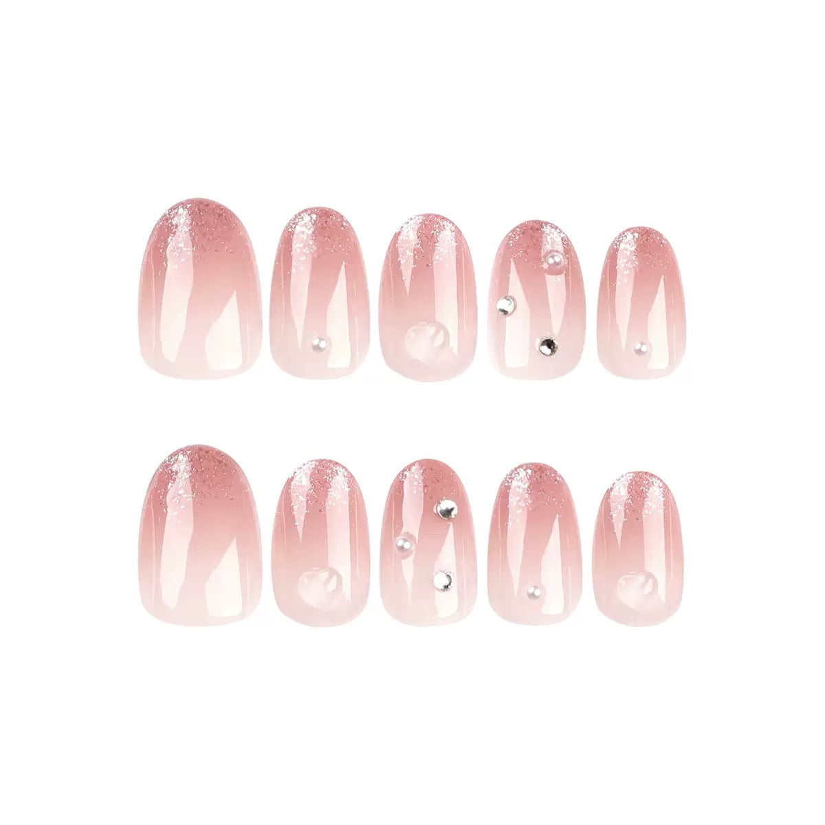 French Soft Blush Gradient Almond Press-On Nails