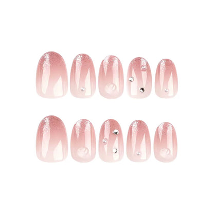 French Soft Blush Gradient Almond Press-On Nails
