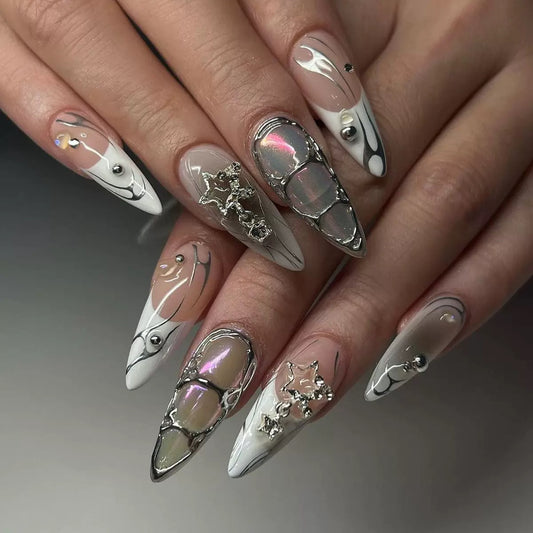 Sweet & Cool Mirror Pink Gradient Flame Ombre Press-On Nails