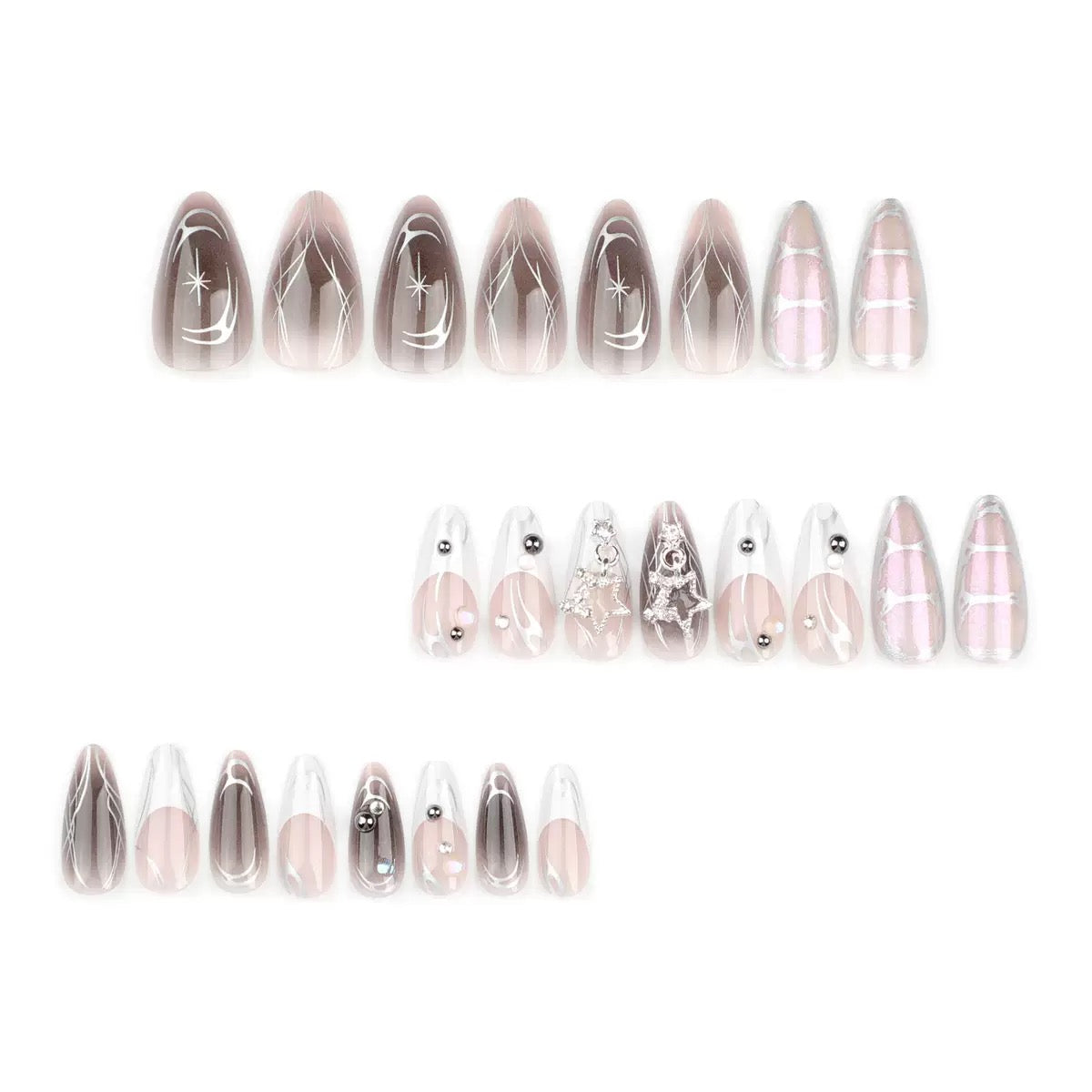 Sweet & Cool Mirror Pink Gradient Flame Ombre Press-On Nails