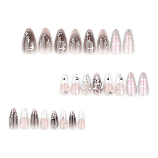 Sweet & Cool Mirror Pink Gradient Flame Ombre Press-On Nails