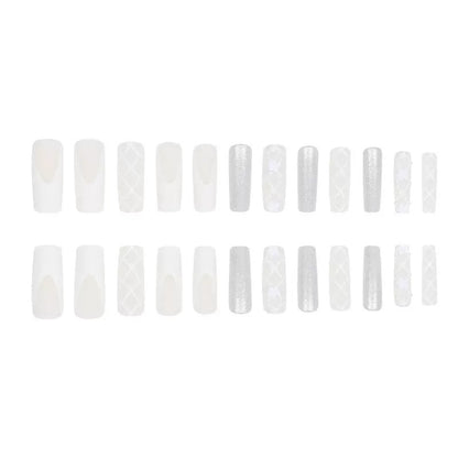 Bridal Atmosphere Long Press-On Nails with Pearls, Flowers, and Glitter