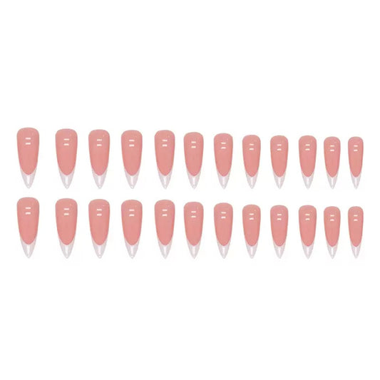 Simple Long Pointed French Press-On Nails — Sweet & Cool, Lengthening, Brightening, and Removable