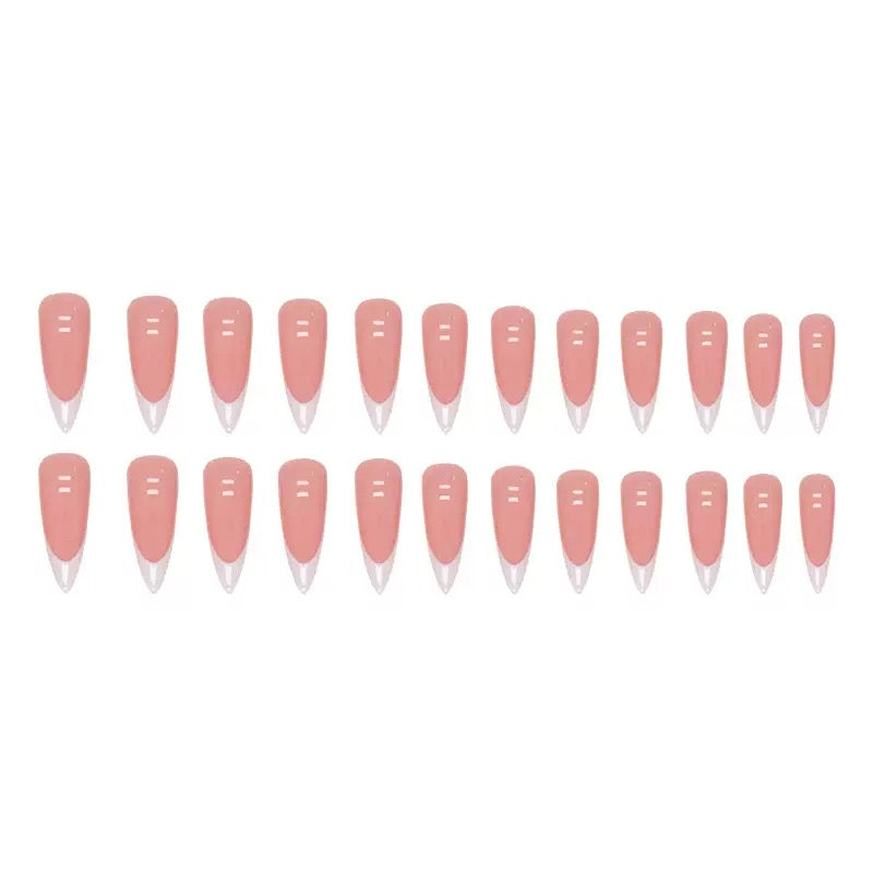 Simple Long Pointed French Press-On Nails — Sweet & Cool, Lengthening, Brightening, and Removable