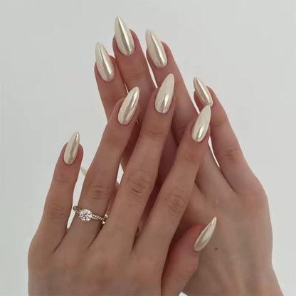 Simple Solid Color Medium-Length Almond Press-On Nails