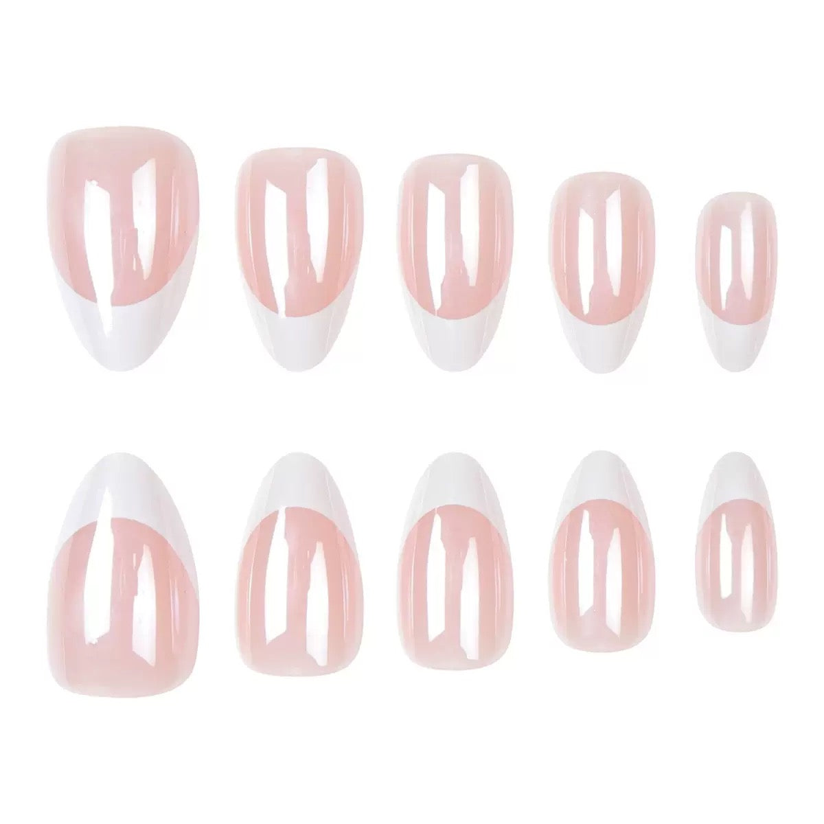 Chic Minimalist Aurora French Soft Sweet Round Almond Detachable Press-On Nails | Elegant & Sweet Style