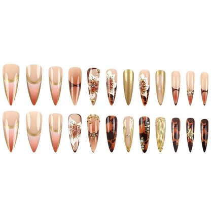 Premium Chic Girly Embossed Gold Foil Press-On Nails