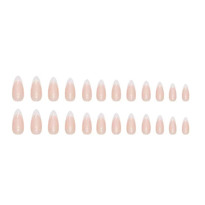 Chic Minimalist Aurora French Soft Sweet Round Almond Detachable Press-On Nails | Elegant & Sweet Style