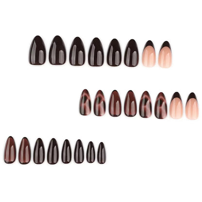 Dark Brown Gradient Tortoiseshell Almond Press-On Nails