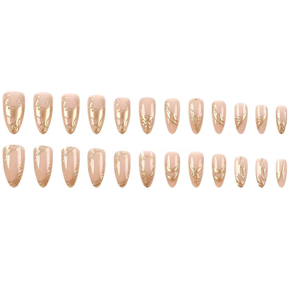 Gold Foil Short Almond Press-On Nails