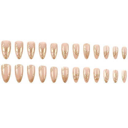 Gold Foil Short Almond Press-On Nails