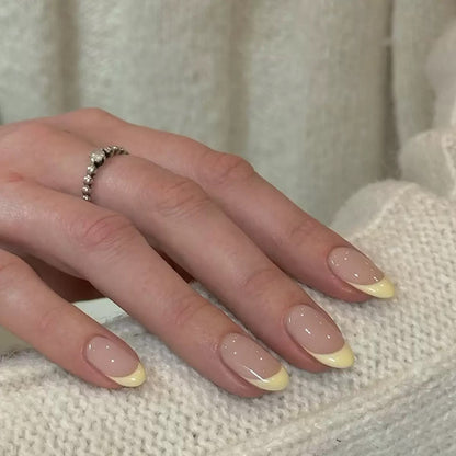 Yellow French Soft & Minimalist Almond Press-On Nails