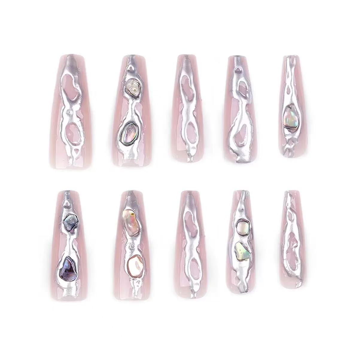 3D Mirror Chrome Powder Gemstone Ultra-Sparkle Press-On Nails