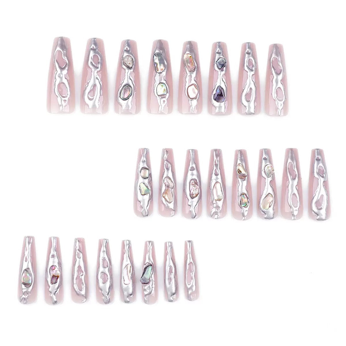 3D Mirror Chrome Powder Gemstone Ultra-Sparkle Press-On Nails