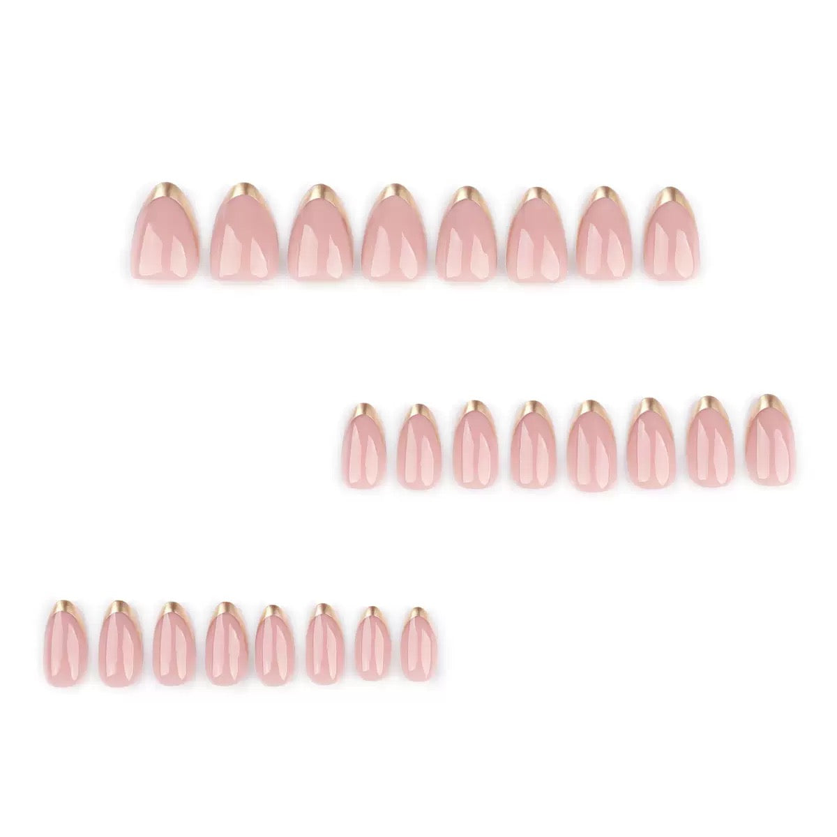 Minimalist French Gold-Trim Short Almond Press-On Nails