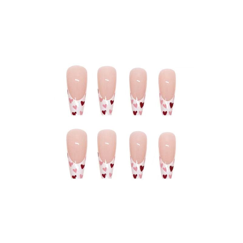 Valentine’s Day Must-Have – French Heart Long Press-On Nails