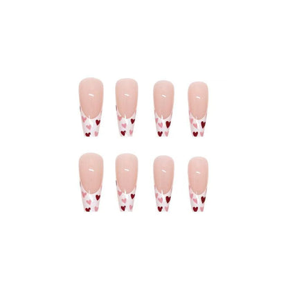 Valentine’s Day Must-Have – French Heart Long Press-On Nails