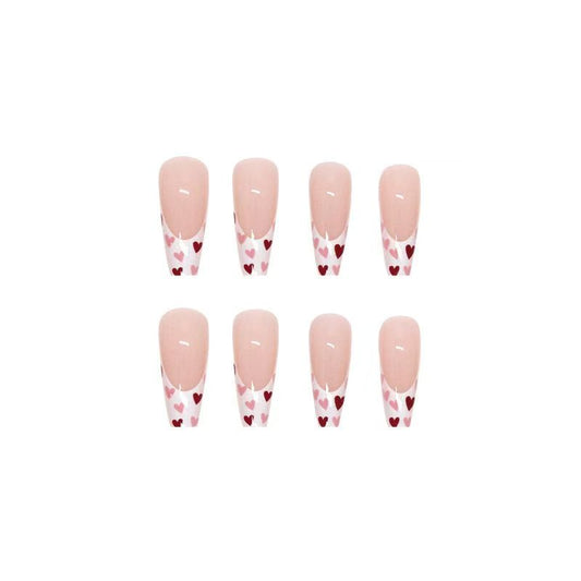 Valentine’s Day Must-Have – French Heart Long Press-On Nails