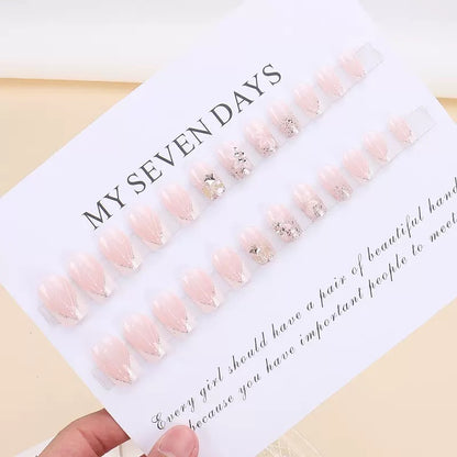 French Geometric Glitter Gradient Press-On Nails