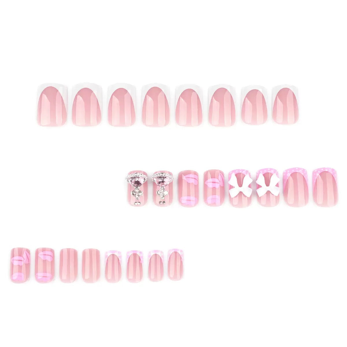 Valentine’s Day Sweet Pink Lip Print Short Square Press-On Nails