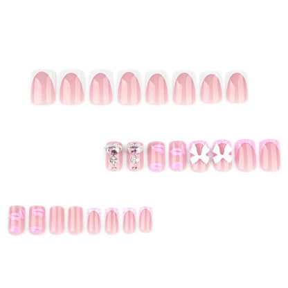 Valentine’s Day Sweet Pink Lip Print Short Square Press-On Nails