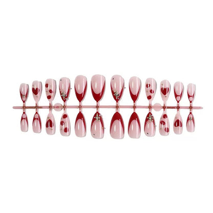 Valentine’s Day Medium-Length Premium Red Heart Almond Press-On Nails