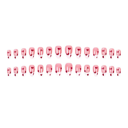 Valentine’s Day Heart Nude Pink & White French Press-On Nails