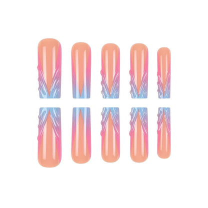 3D French-Style Gradient Long Medium-Length Press-On Nails