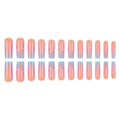 3D French-Style Gradient Long Medium-Length Press-On Nails
