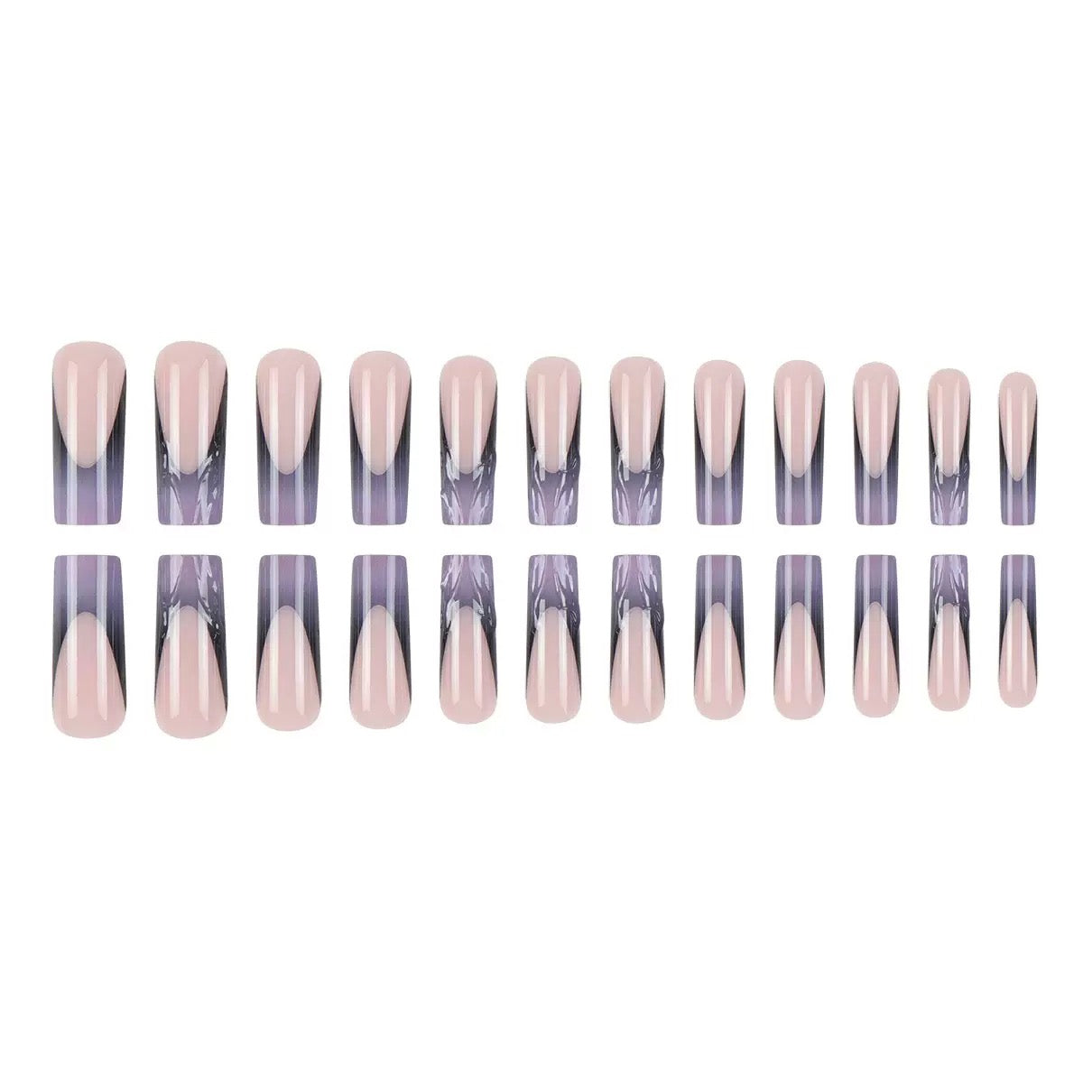 Long Medium-Length Gradient 3D Wavy Minimalist Fashion Press-On Nails