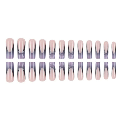 Long Medium-Length Gradient 3D Wavy Minimalist Fashion Press-On Nails