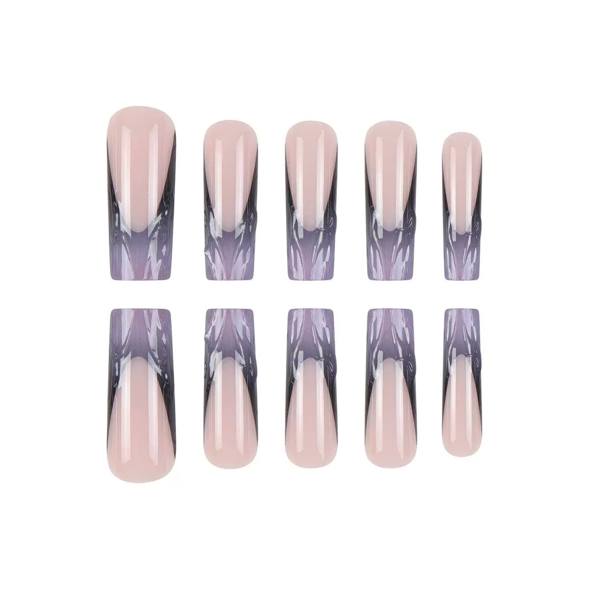 Long Medium-Length Gradient 3D Wavy Minimalist Fashion Press-On Nails
