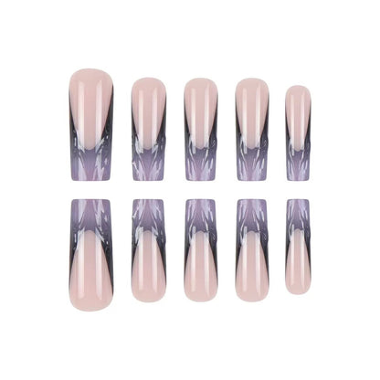 Long Medium-Length Gradient 3D Wavy Minimalist Fashion Press-On Nails