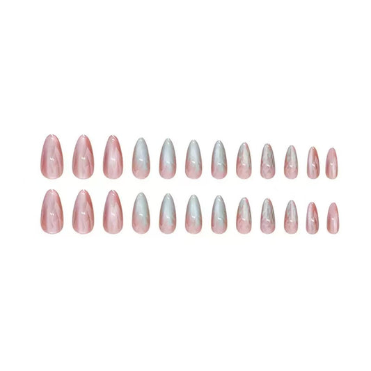 Gradient Cat Eye Removable Mid-Long Almond Nail Tips, Press-On Nails